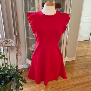 Red BCBG Ruffle Sleeve Dress